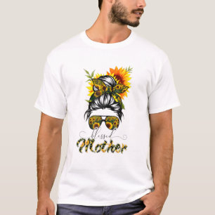 T-shirt Béni Mère Messy Bun Femmes Joyeuses Pâques, Mè