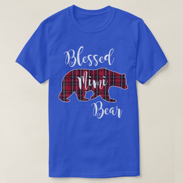 T-shirt Béni Mimi Ours Rouge Tartan Plaid Amusant Grand-mè (Design devant)