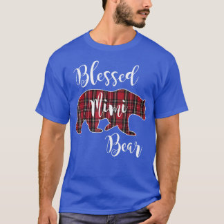 T-shirt Béni Mimi Ours Rouge Tartan Plaid Amusant Grand-mè