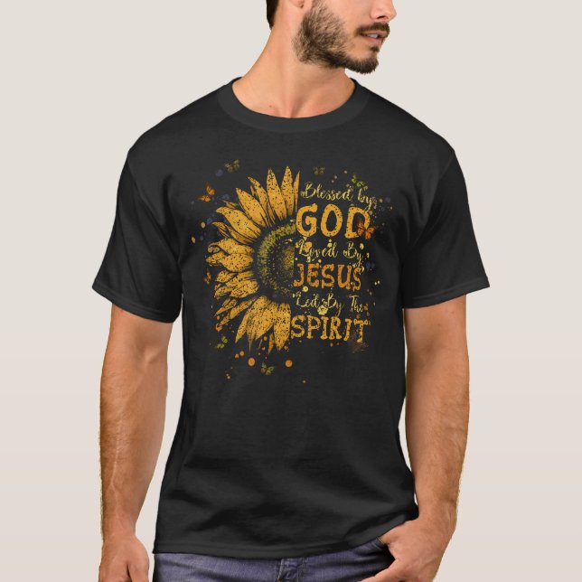 T-shirt Béni Par Dieu Aimé Par Jésus Croix-Chrétienne Tee (Devant)