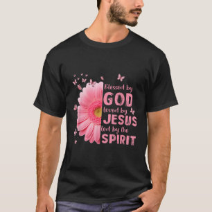 T-shirt Béni Par Dieu Aimé Par Jésus Fleur Christian Cro