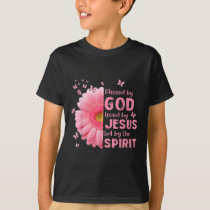 T-shirt Béni Par Dieu Aimé Par Jésus Fleur Christian Cro