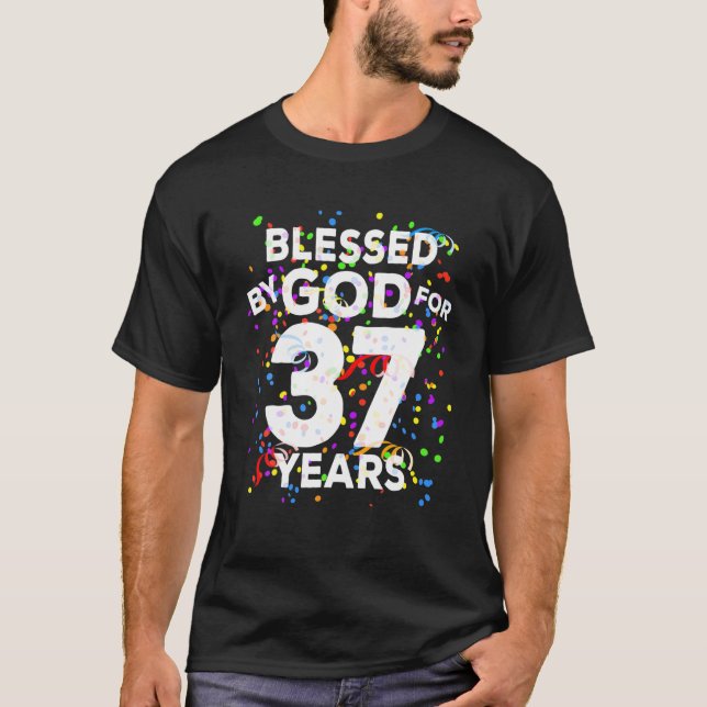 T-shirt Béni Par Dieu Pendant 37 Ans Joyeux 37E Anniversai (Devant)