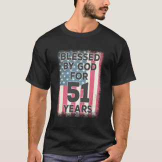 T-shirt Béni Par Dieu Pendant 51 Ans Drapeau Américain Usa