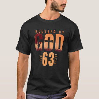 T-shirt Béni par Dieu pendant 63 ans 63e anniversaire reli