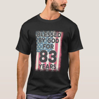 T-shirt Béni Par Dieu Pendant 83 Ans Drapeau Américain Usa