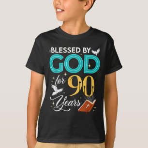 T-shirt Béni par Dieu pendant 90 ans 90 ans 90e anniversai