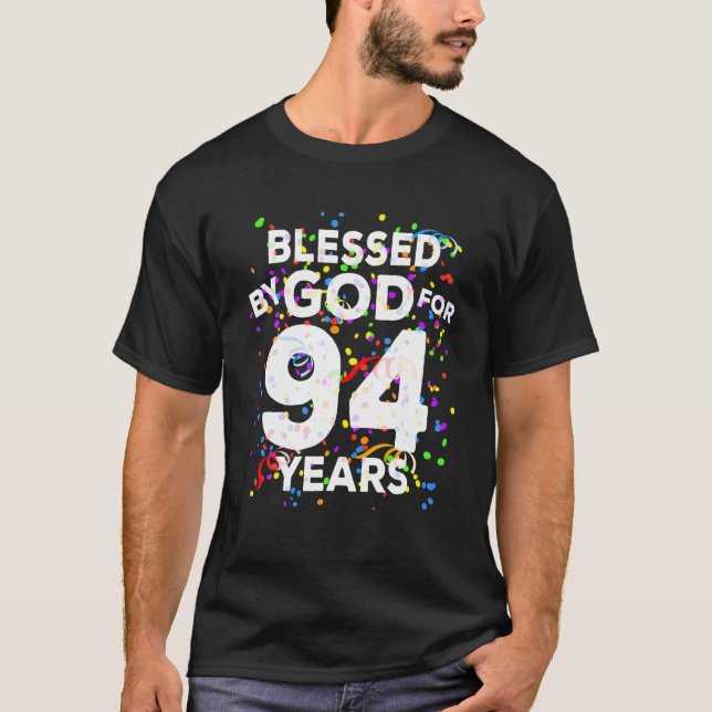 T-shirt Béni Par Dieu Pendant 94 Ans Heureux 94E Anniversa (Devant)