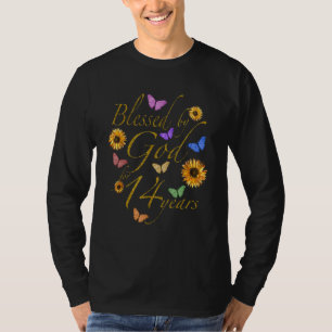 T-shirt Béni Par Dieu Pour 14 Ans Papillon Tournesol 14t