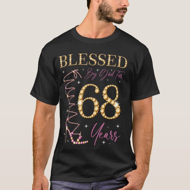 T-shirt Béni Par Dieu Pour 68 Ans 68e Anniversaire Partie (Devant)