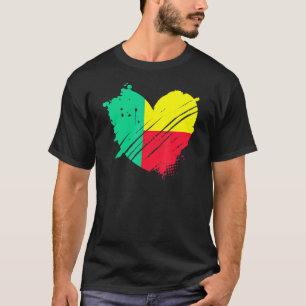 T-shirt Bénin Drapeau J'Aime Bénin Il Est Dans Mon Adn Pou