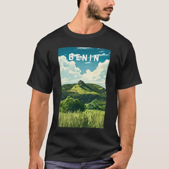T-shirt Bénin Illustration Voyage Art Vintage (Devant)