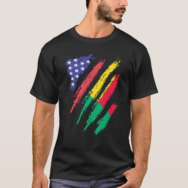 T-shirt Beninese American Patriot Grown Heart Flag Stripes (Devant)