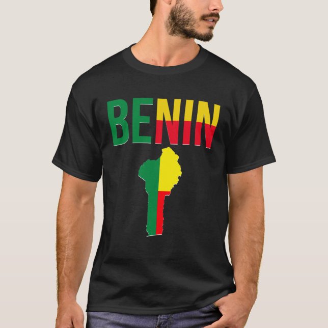 T-shirt Béninois  Bénin Carte du pays Drapeau (Devant)