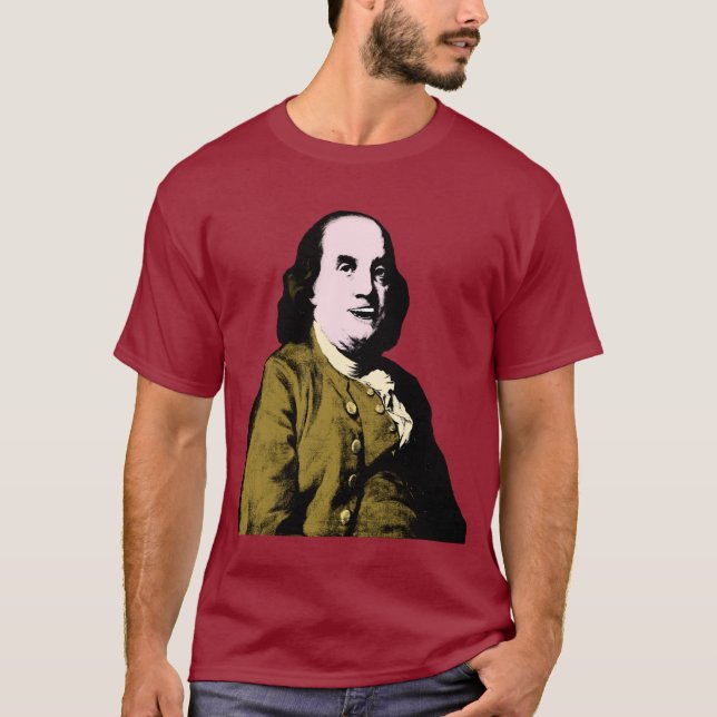 T-shirt Benjamin Franklin Pop Art Style (Devant)
