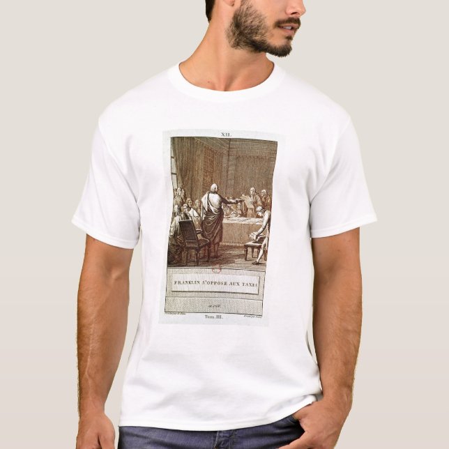 T-shirt Benjamin Franklin présent son opposition (Devant)
