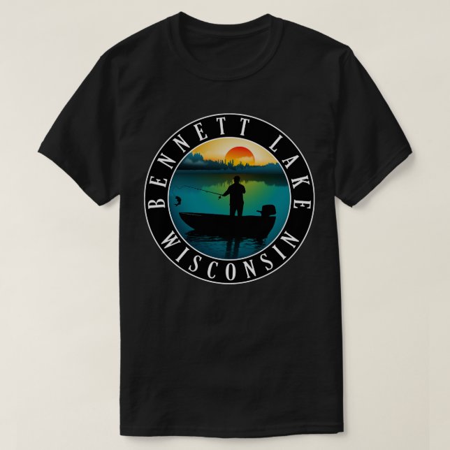 T-shirt Bennett Lake Wisconsin Pêche (Design devant)