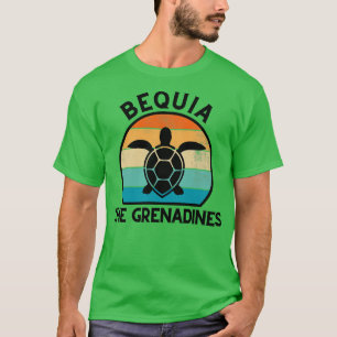 T-shirt Bequia Les Grenadines Retro Sunset avec Tortue 21