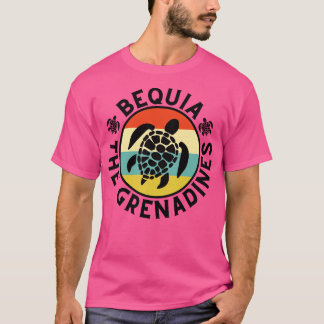T-shirt Bequia Les Grenadines Retro Sunset avec Turtle 3