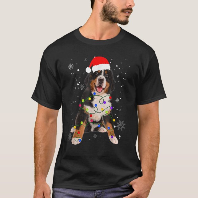 T-shirt Berese Mountain Dog Lights Christmas Matching Fam (Devant)