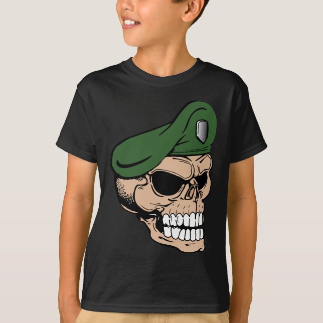 T-shirt Beret vert crâne (Devant)