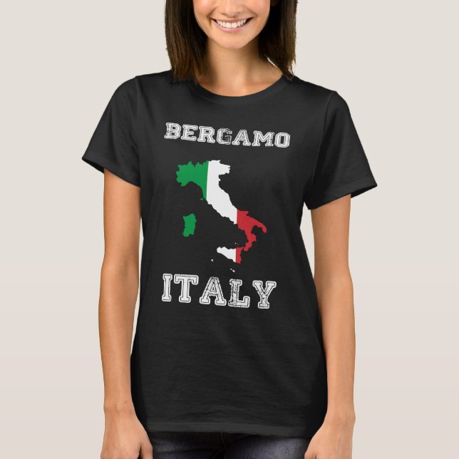 T-shirt Bergamo Italy Vintage Italy Flag Map (Devant)