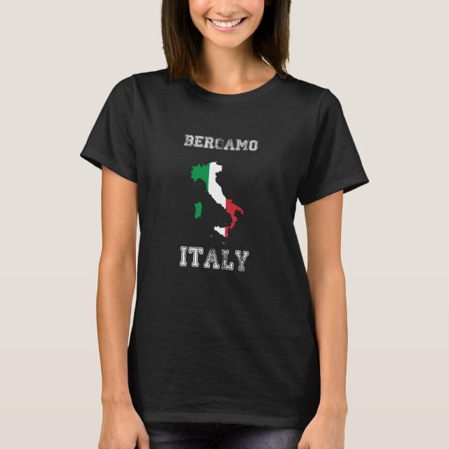 T-shirt Bergamo Italy Vintage Italy Flag Map (Devant)