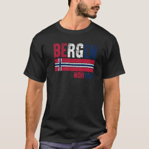 T-shirt Bergen Norvège Drapeau Norvégiens Hommes Femmes En