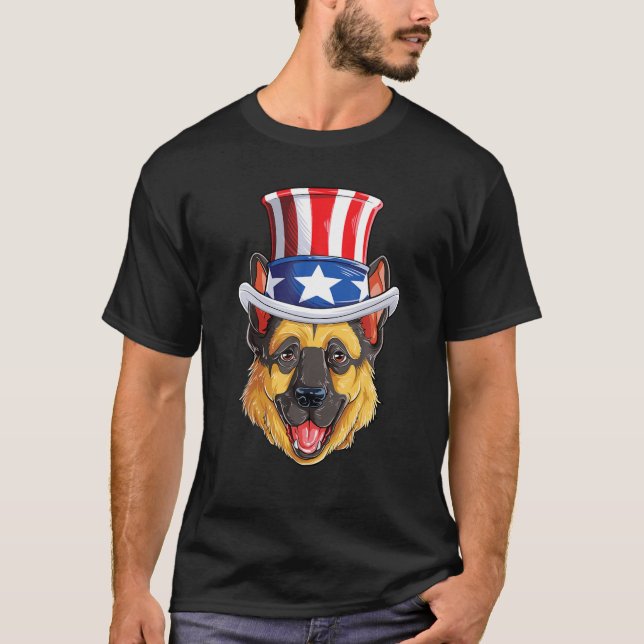 T-shirt Berger Allemand 4 juillet Oncle Sam Hommes América (Devant)