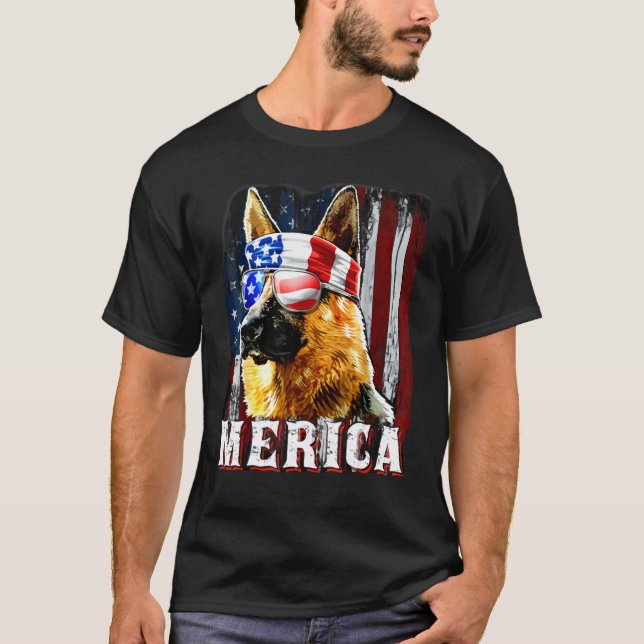 T-shirt Berger allemand américain drapeau américain 4 juil (Devant)