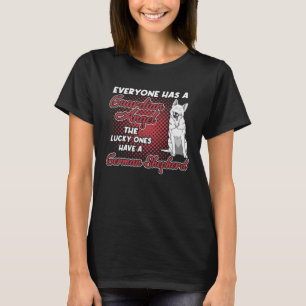 T-shirt Berger Allemand Blanc Est Mon Gardien Angel Chien