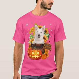 T-shirt Berger Allemand Blanc Mignonne En Pumkins Hallowee