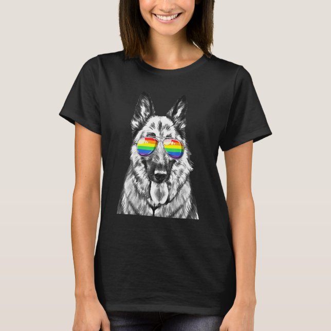 T-shirt Berger Allemand Chien Gay pride Drapeau Lunettes d (Devant)