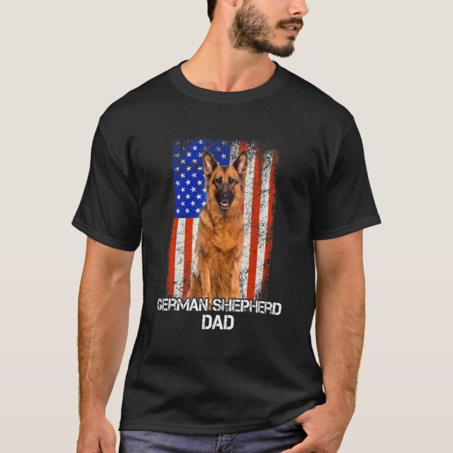T-shirt Berger allemand Chien papa Père Fête Drapeau améri (Devant)
