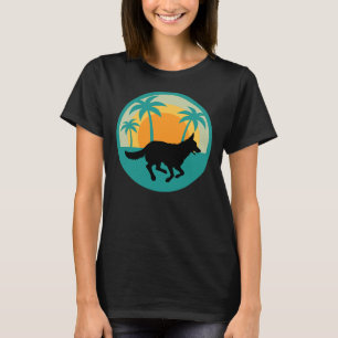 T-shirt Berger Allemand Courant Silhouette Bleu Palmiers