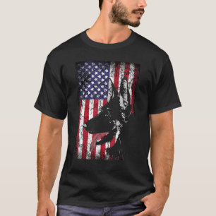 T-shirt Berger Allemand Drapeau Américain Chien Hommes Fem