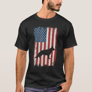 T-shirt Berger Allemand Drapeau Américain États-Unis Chien