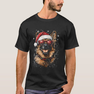 T-shirt Berger allemand drôle Chien de Noël Chien de Santa