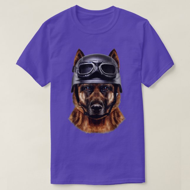 T-shirt Berger Allemand En Casque Moto (Design devant)