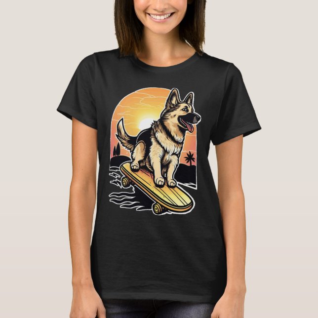 T-shirt Berger allemand en skateboard (Devant)