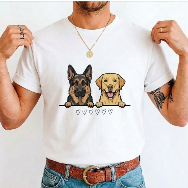 T-shirt Berger Allemand et Labrador jaune pour les amoureu (Créateur téléchargé)