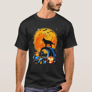 T-shirt Berger Allemand Et Lune Jaune Halloween Drôle Do