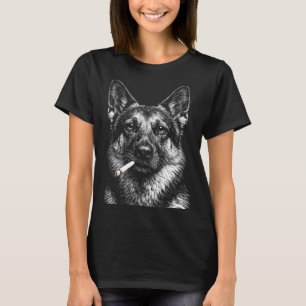 T-shirt Berger allemand fumant mème de chien gangster drôl