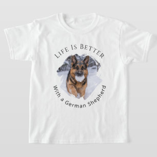 T-shirt Berger Allemand GSD Photo La vie est meilleure fil