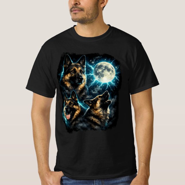 T-shirt berger allemand hurlant à la lune (Devant)