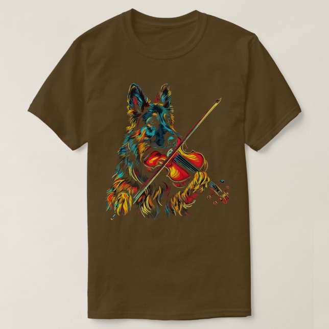 T-shirt Berger allemand jouant du violon (Design devant)