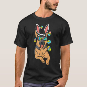 T-shirt Berger Allemand Lapin Lunettes Pâques Œufs K9 Chie