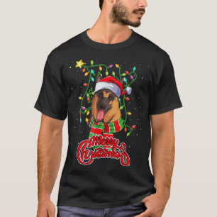 T-shirt Berger allemand lumières de Noël Chien de Santa Ha