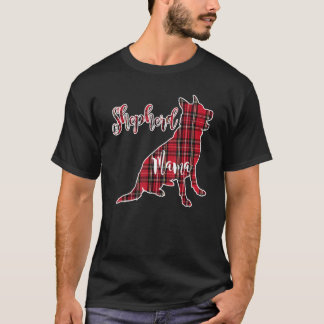 T-shirt Berger allemand Mama rouge Plaid Chien maman