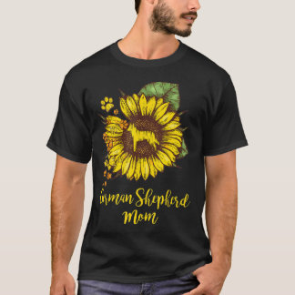 T-shirt Berger Allemand Maman Meilleur Tournesol Avec Paw 